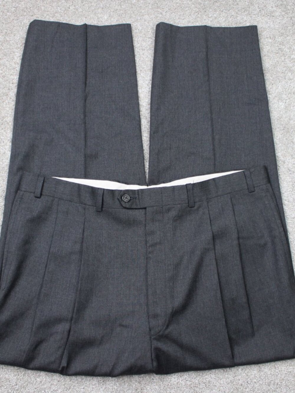 LAUREN Ralph Lauren Pants Mens 38x28 Gray Total Comfort 100% Wool Pleated